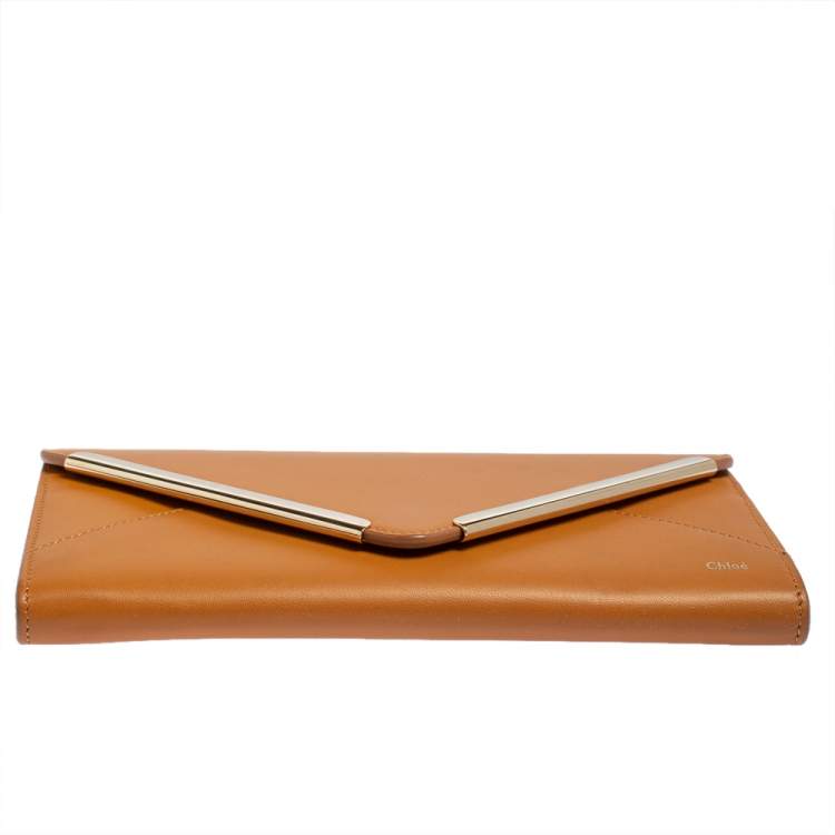 Pre Owned Chloé Brown Leather Envelope Wallet
