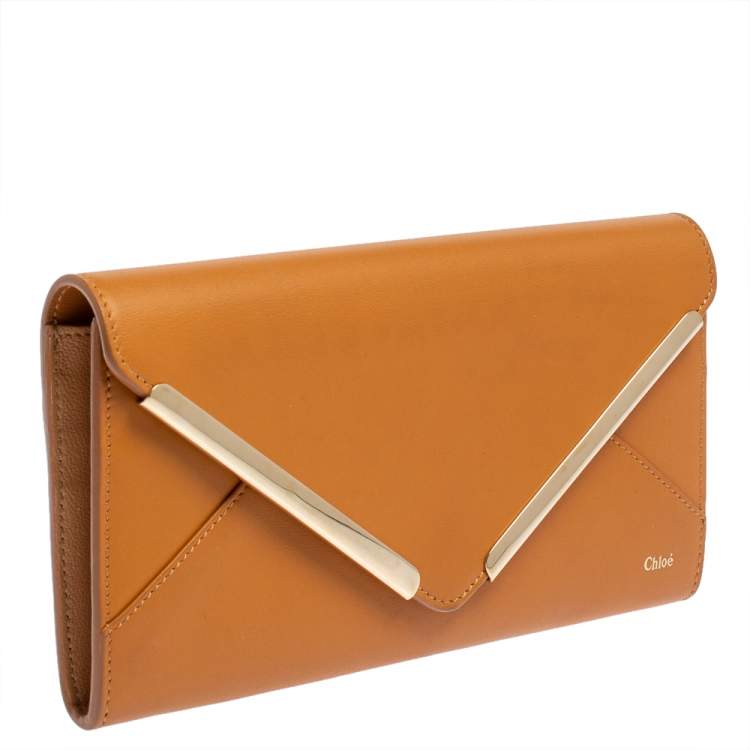 Pre Owned Chloé Brown Leather Envelope Wallet