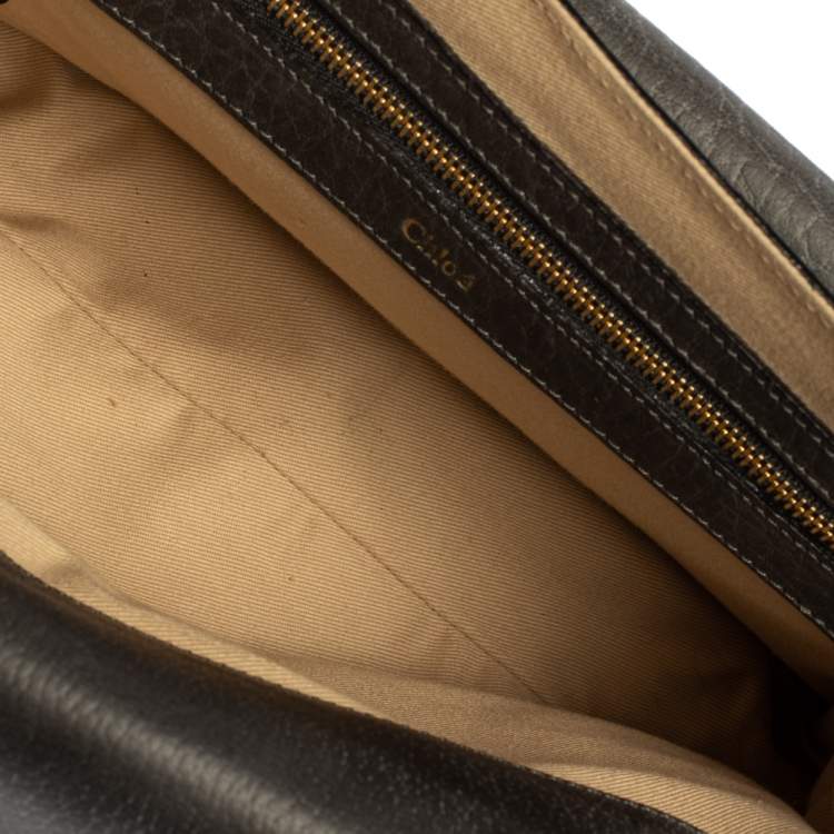 Pre Owned Chloe Dark Grey Leather Medium Sally Flap Shoulder Bag