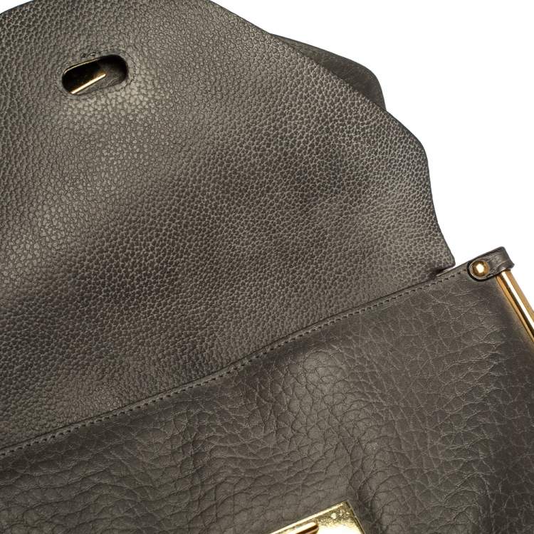 Pre Owned Chloe Dark Grey Leather Medium Sally Flap Shoulder Bag