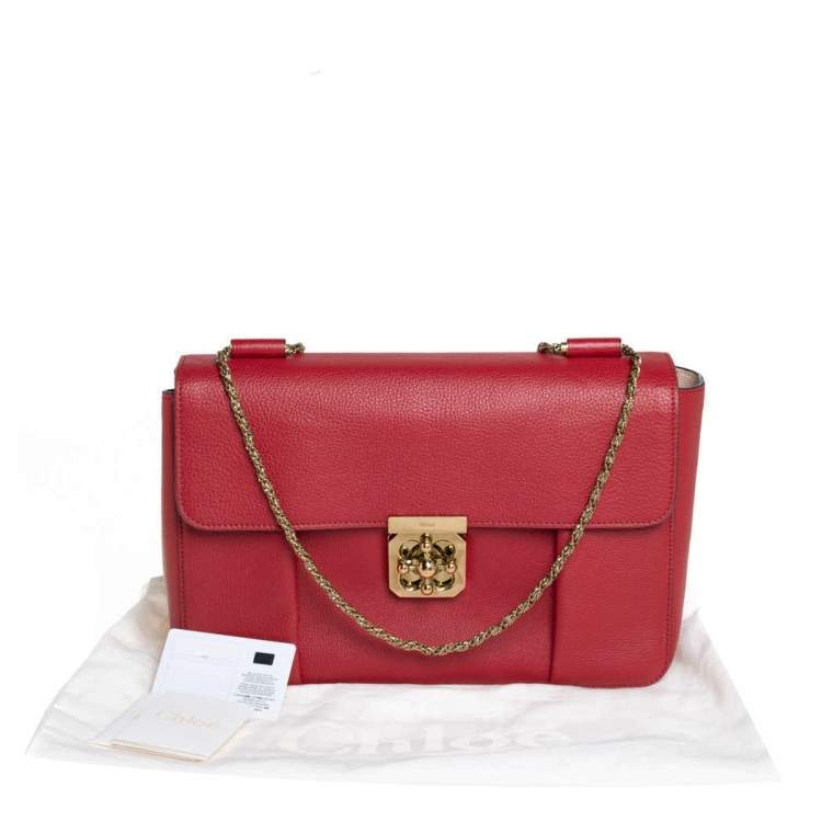 Pre Owned Chloe Red Leather Large Elsie Shoulder Bag