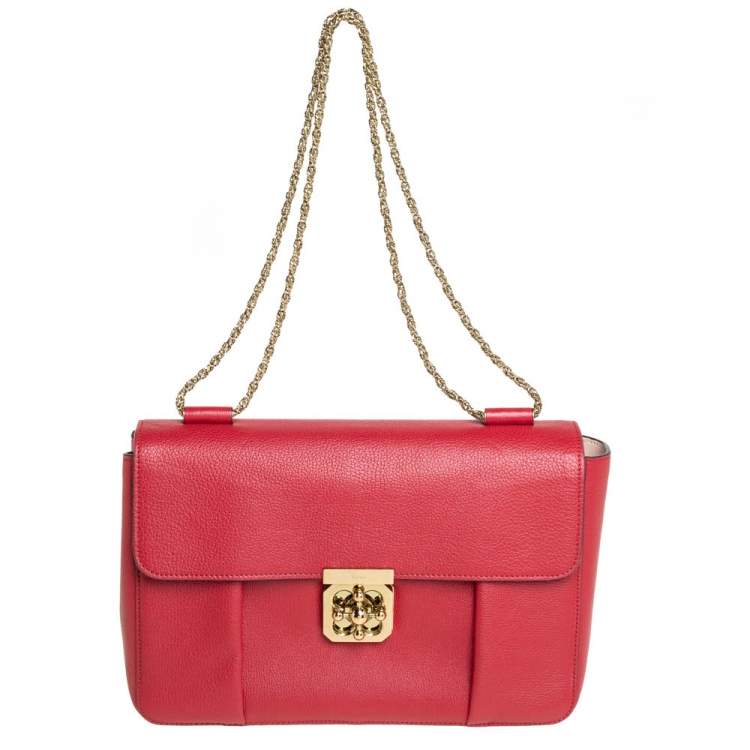 Pre Owned Chloe Red Leather Large Elsie Shoulder Bag