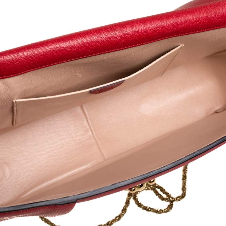 Pre Owned Chloe Red Leather Large Elsie Shoulder Bag