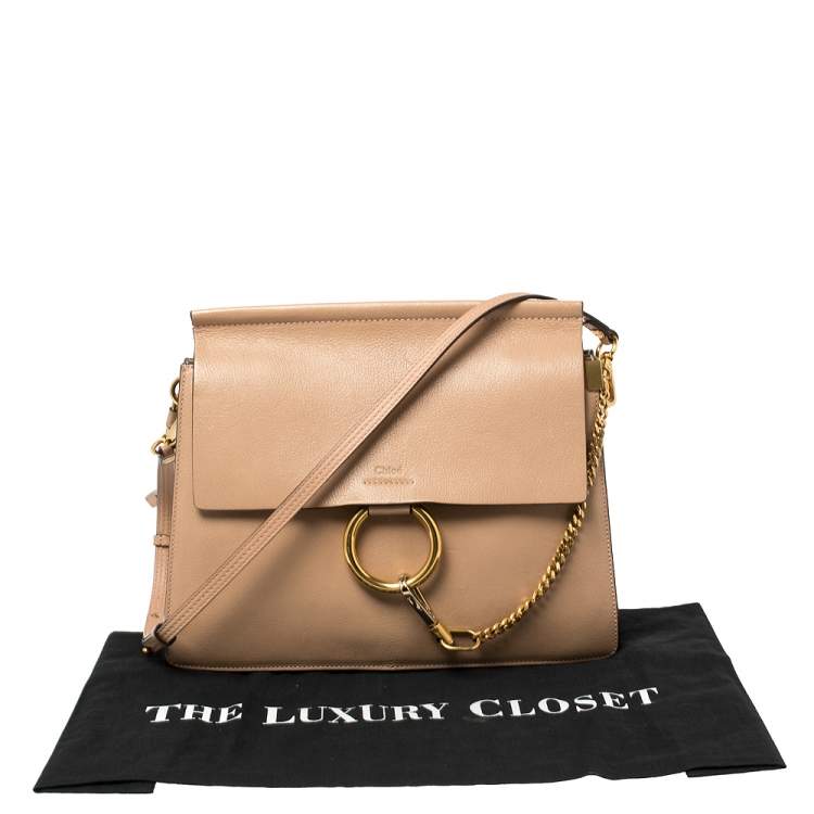 Pre Owned Chloe Beige Leather Medium Faye Shoulder Bag
