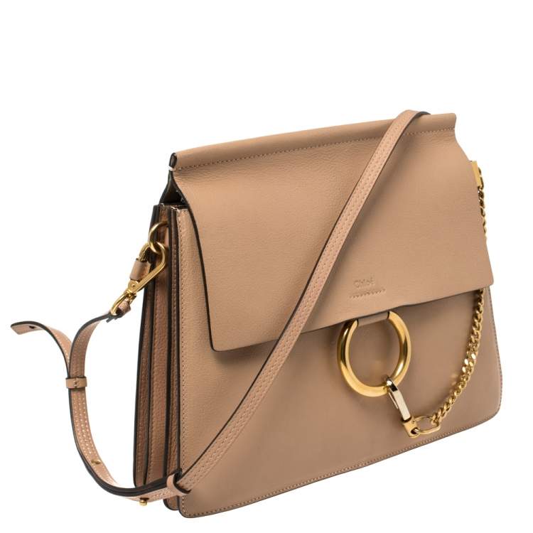 Pre Owned Chloe Beige Leather Medium Faye Shoulder Bag