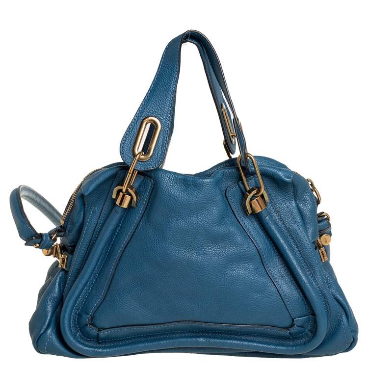 Pre Owned Chloe Blue Leather Medium Paraty Shoulder Bag