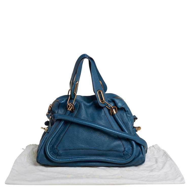 Pre Owned Chloe Blue Leather Medium Paraty Shoulder Bag