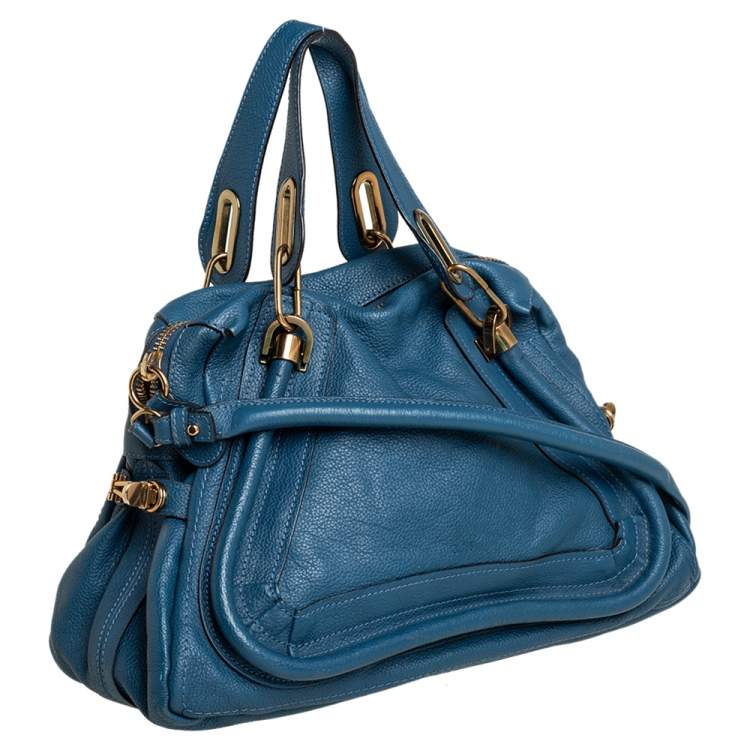 Pre Owned Chloe Blue Leather Medium Paraty Shoulder Bag