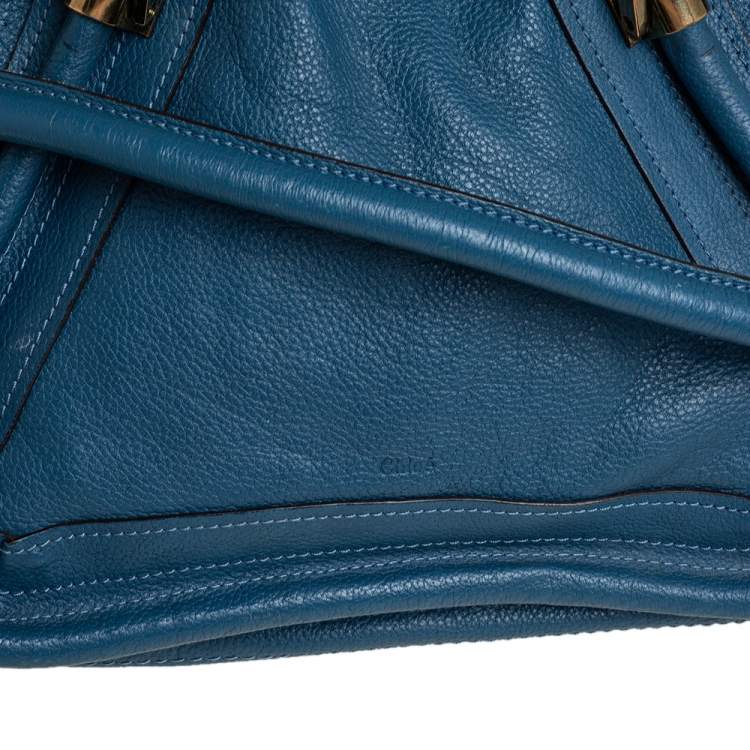 Pre Owned Chloe Blue Leather Medium Paraty Shoulder Bag