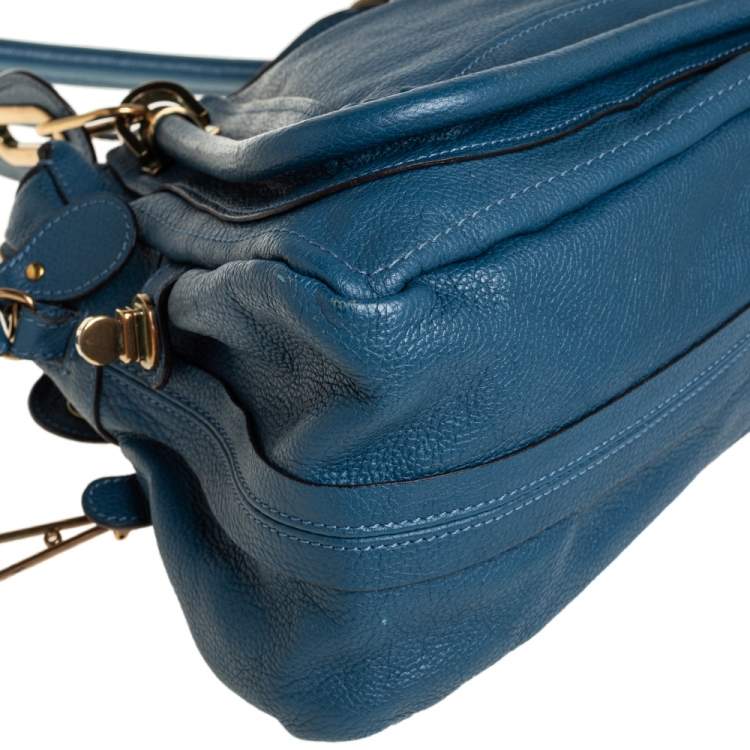 Pre Owned Chloe Blue Leather Medium Paraty Shoulder Bag