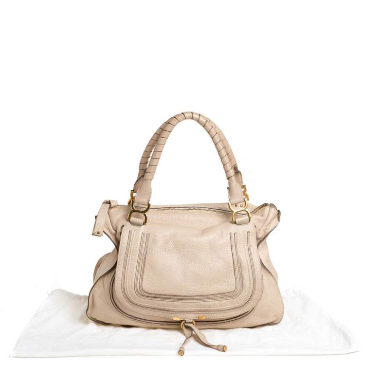 Pre Owned Chloé Light Beige Leather Large Marcie Satchel