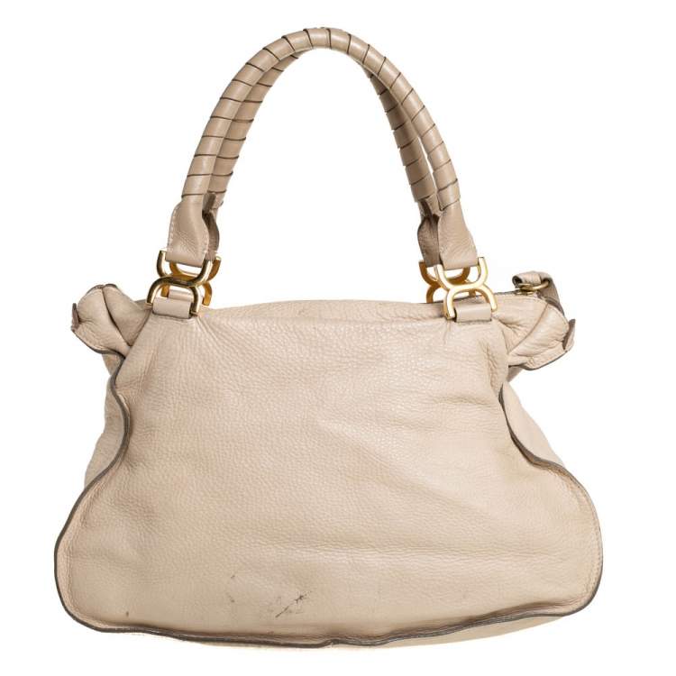 Pre Owned Chloé Light Beige Leather Large Marcie Satchel