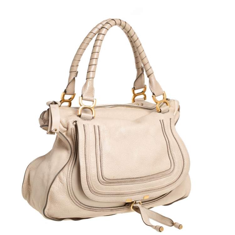 Pre Owned Chloé Light Beige Leather Large Marcie Satchel