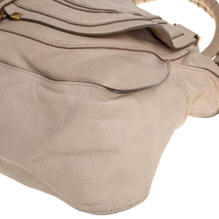 Pre Owned Chloé Light Beige Leather Large Marcie Satchel
