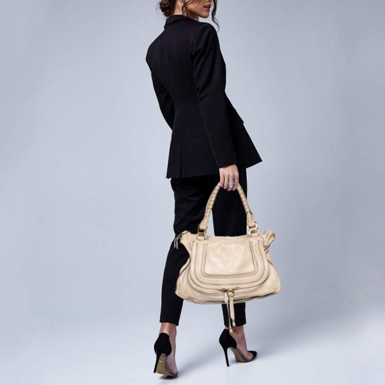 Pre Owned Chloé Light Beige Leather Large Marcie Satchel