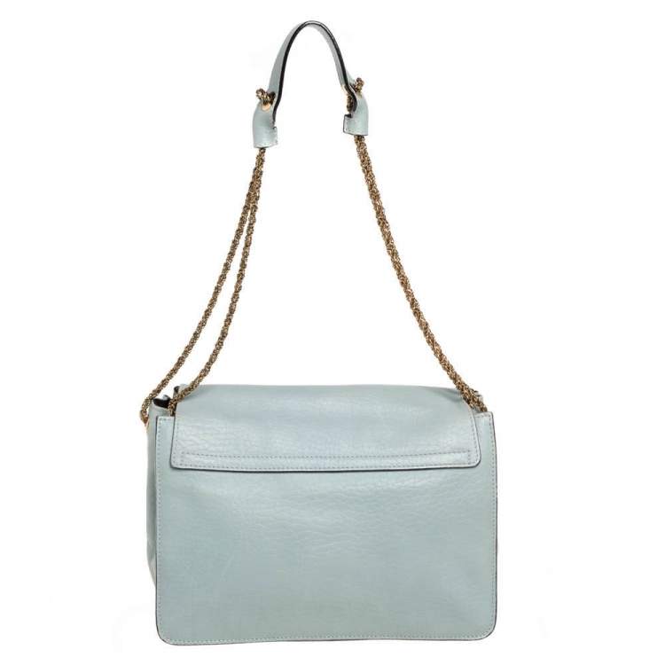 Pre Owned Chloé Mint Green Leather Medium Sally Flap Shoulder Bag