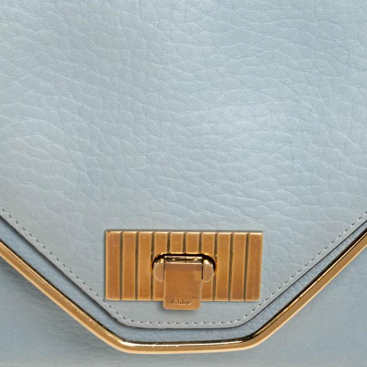 Pre Owned Chloé Mint Green Leather Medium Sally Flap Shoulder Bag
