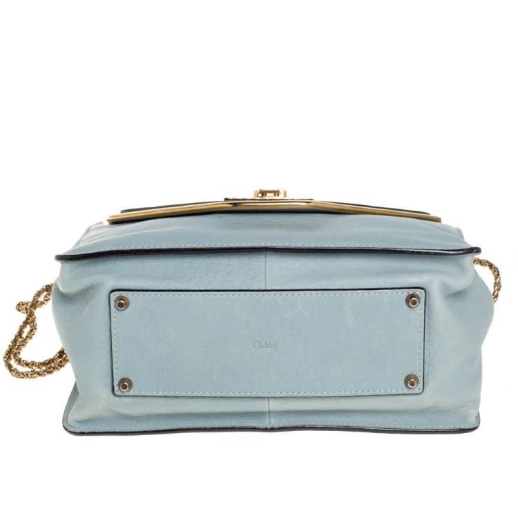 Pre Owned Chloé Mint Green Leather Medium Sally Flap Shoulder Bag