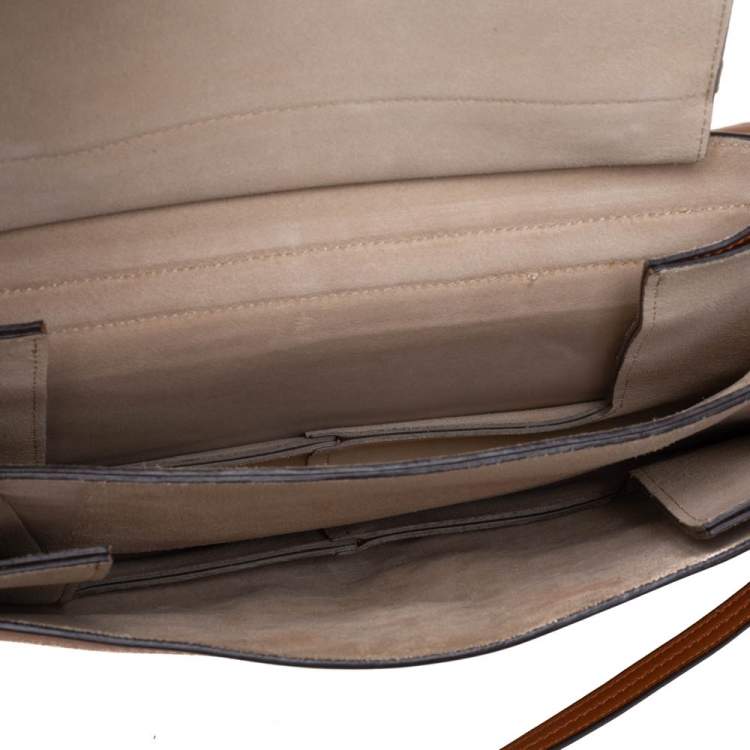 Pre Owned Chloé Brown Leather and Suede Medium Faye Shoulder Bag