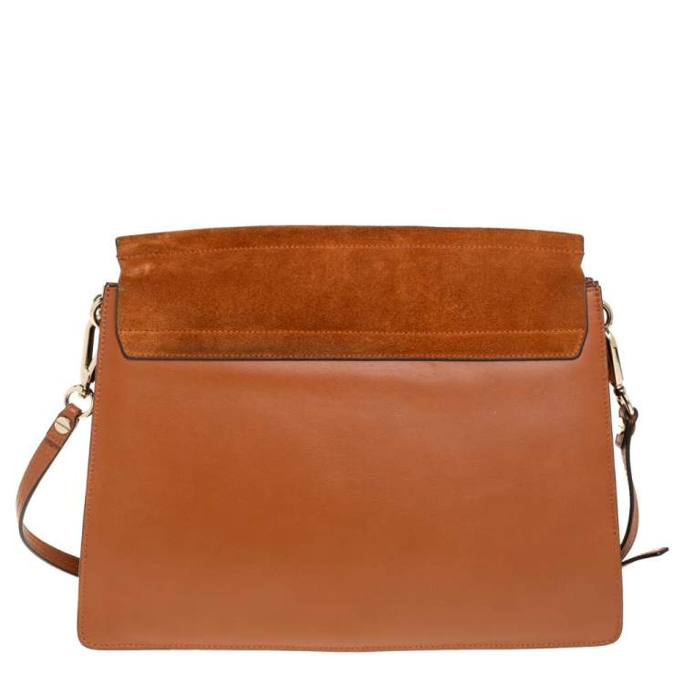Pre Owned Chloé Brown Leather and Suede Medium Faye Shoulder Bag