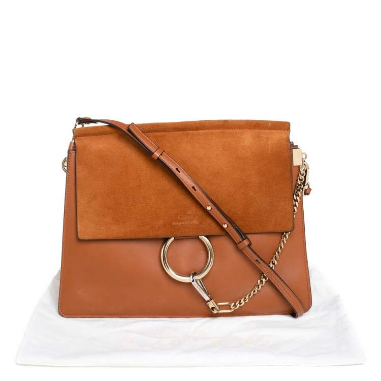 Pre Owned Chloé Brown Leather and Suede Medium Faye Shoulder Bag