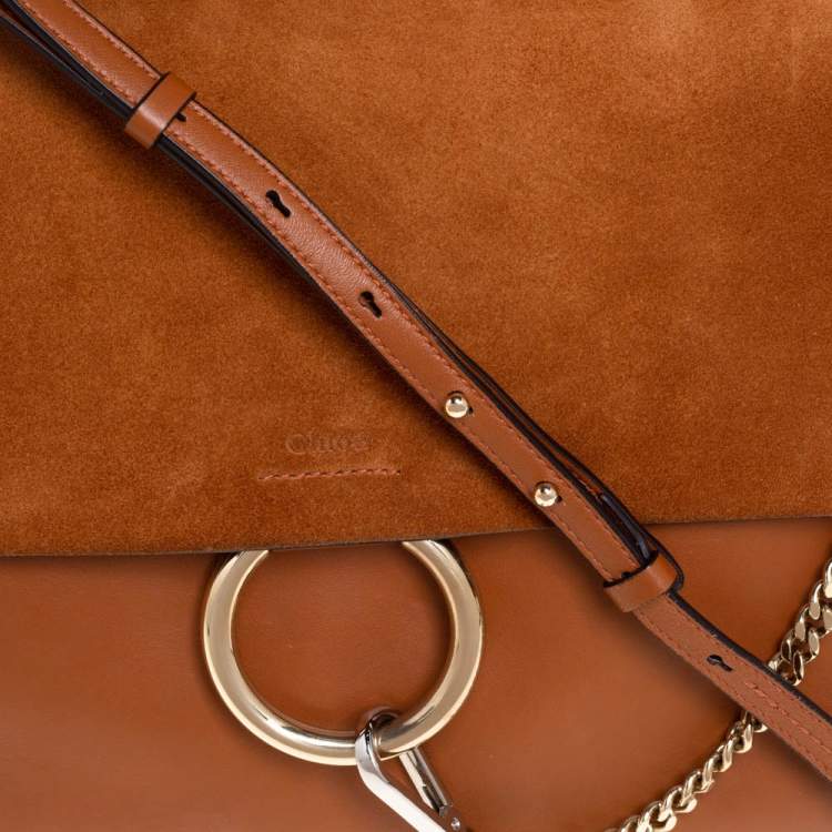 Pre Owned Chloé Brown Leather and Suede Medium Faye Shoulder Bag
