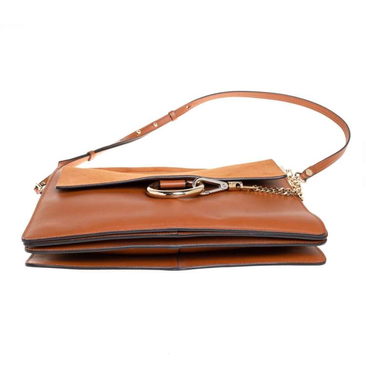 Pre Owned Chloé Brown Leather and Suede Medium Faye Shoulder Bag