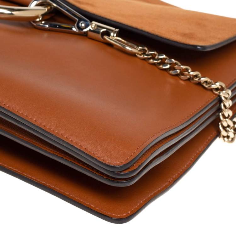 Pre Owned Chloé Brown Leather and Suede Medium Faye Shoulder Bag