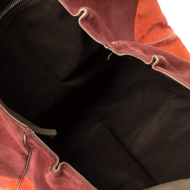 مملوكة مسبقًا Chloé Orange/Burgundy Suede and Leather Colorblock Tassel Tote