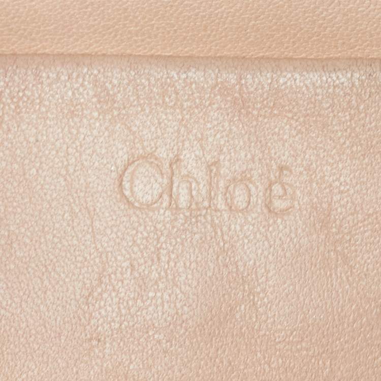 Pre Owned Chloé Metallic Gold Python Medium Elsie Shoulder Bag