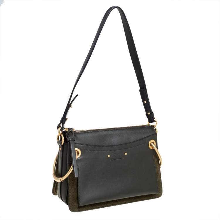Pre Owned Chloe Green Leather Roy Crossbody Bag
