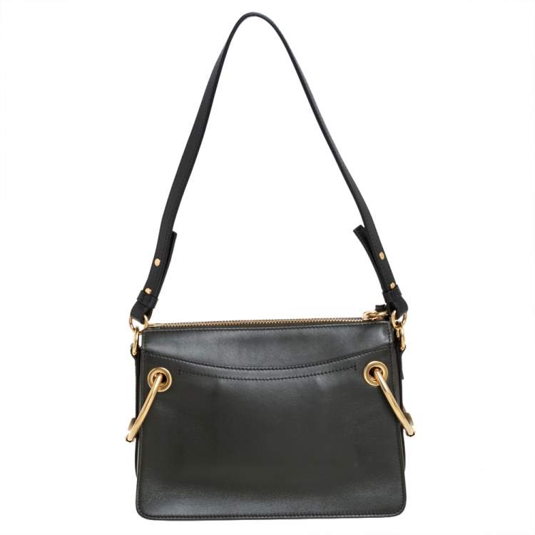 Pre Owned Chloe Green Leather Roy Crossbody Bag