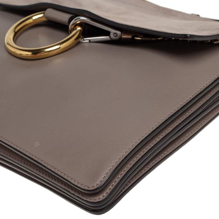 Pre Owned Chloe Beige Leather and Suede Medium Faye Shoulder Bag