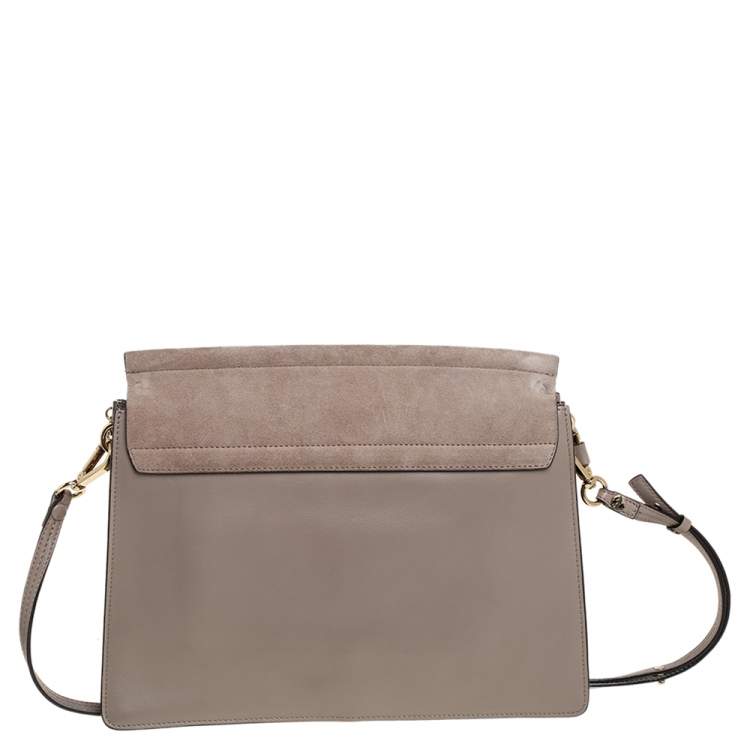 Pre Owned Chloe Beige Leather and Suede Medium Faye Shoulder Bag