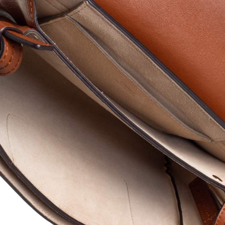 Pre Owned Chloe Brown/Orange Leather and Suede Small Faye Shoulder Bag
