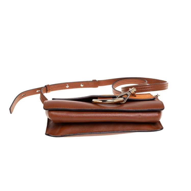 Pre Owned Chloe Brown/Orange Leather and Suede Small Faye Shoulder Bag