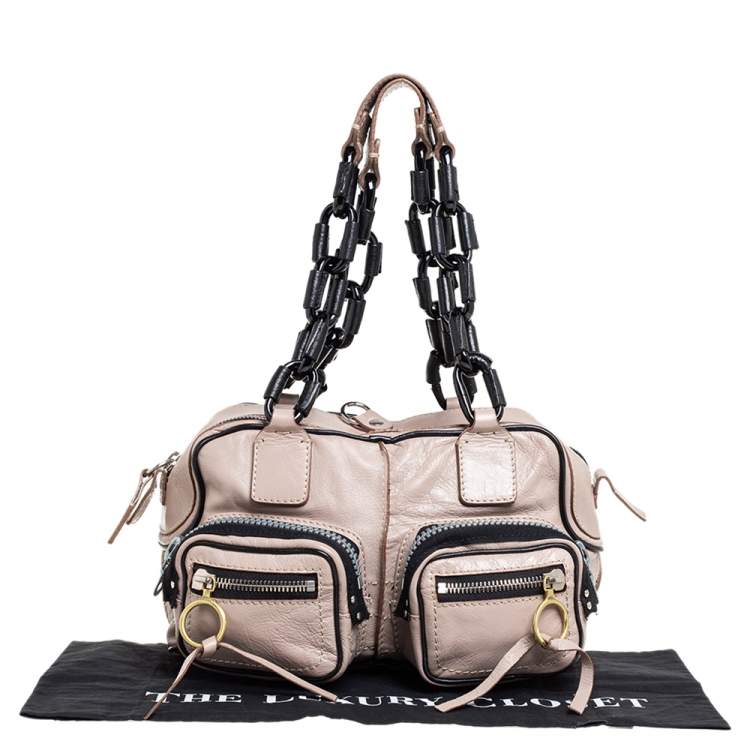 Pre Owned Chloe Beige/Black Leather Betty Satchel