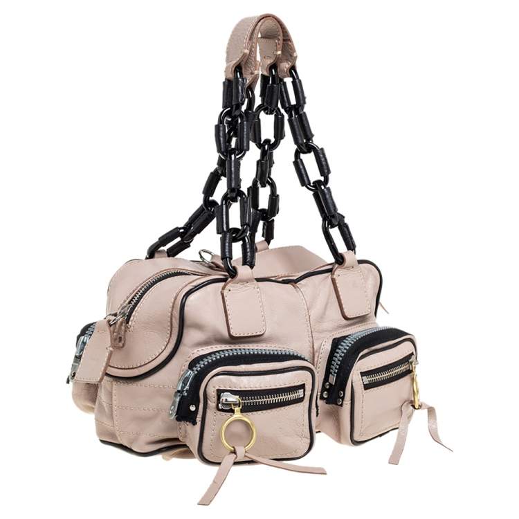 Pre Owned Chloe Beige/Black Leather Betty Satchel