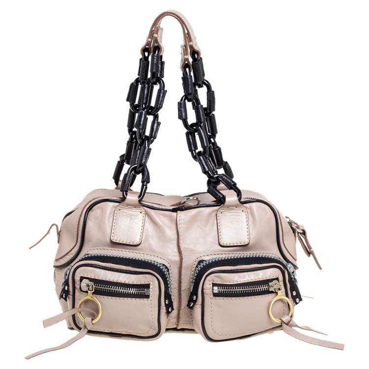 Pre Owned Chloe Beige/Black Leather Betty Satchel