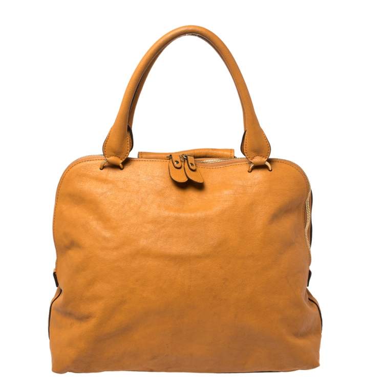 مملوكة مسبقًا Chloe Orange Leather Large Elsie Bowling Bag