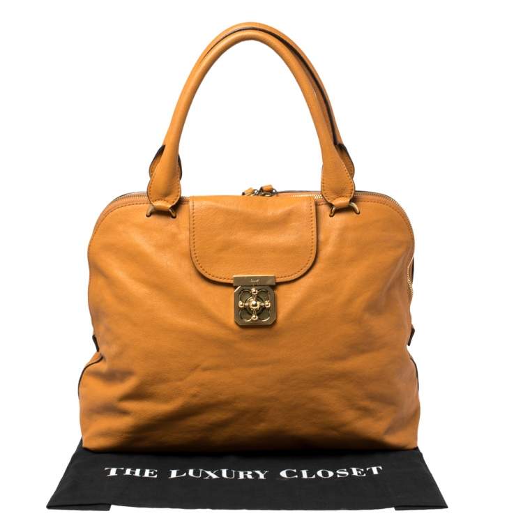 مملوكة مسبقًا Chloe Orange Leather Large Elsie Bowling Bag