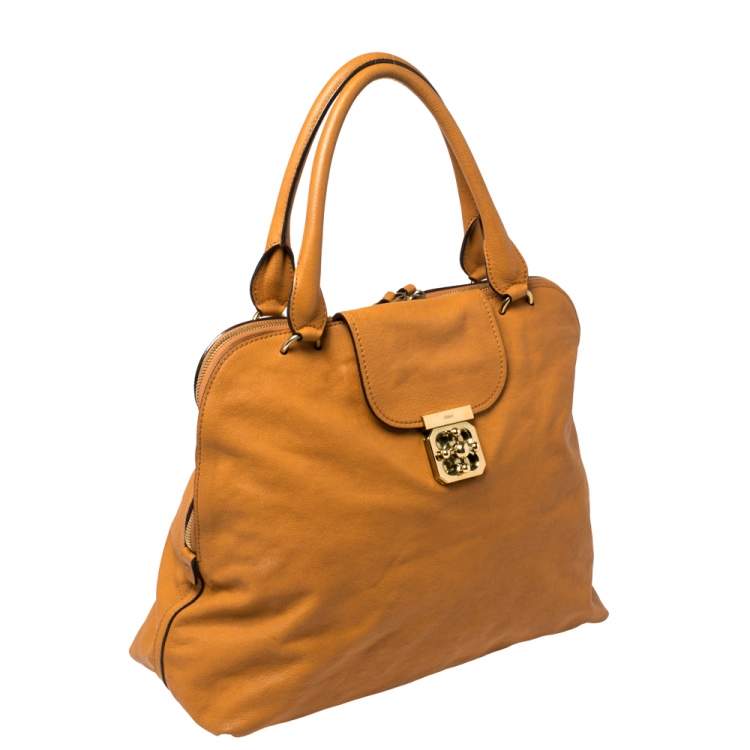 مملوكة مسبقًا Chloe Orange Leather Large Elsie Bowling Bag