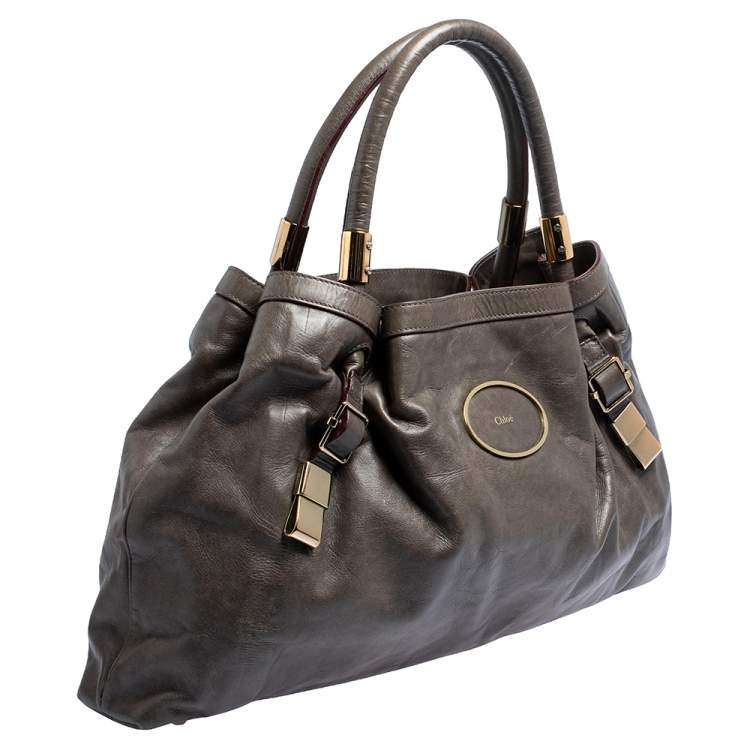 Pre Owned Chloe Grey Leather Victoria Tote