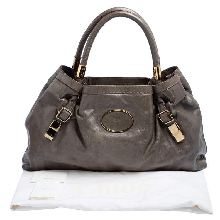 Pre Owned Chloe Grey Leather Victoria Tote
