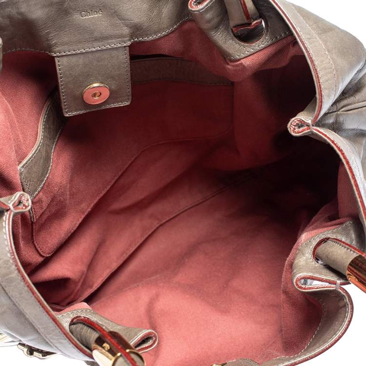 Pre Owned Chloe Grey Leather Victoria Tote