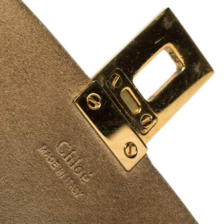Pre Owned Chloe Metallic Gold Python Mini Drew Shoulder Bag