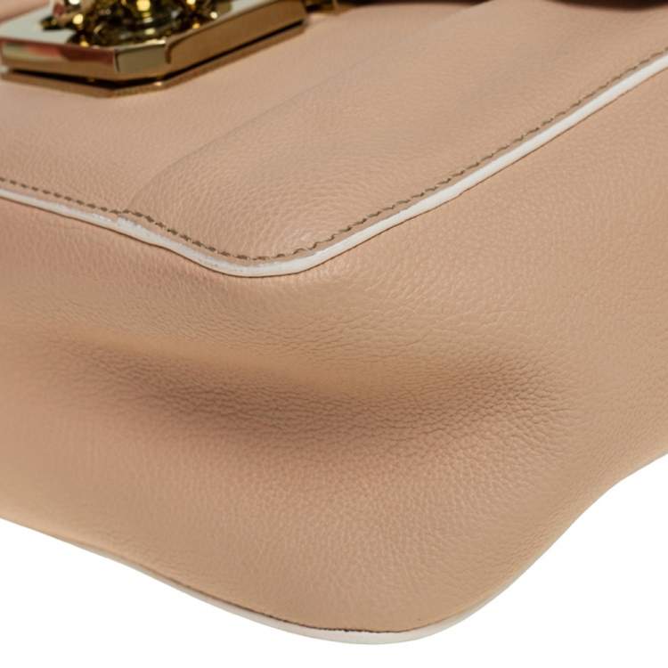 Pre Owned Chloe Beige Leather Small Elsie Shoulder Bag