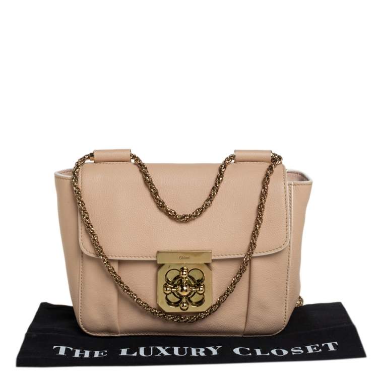 Pre Owned Chloe Beige Leather Small Elsie Shoulder Bag