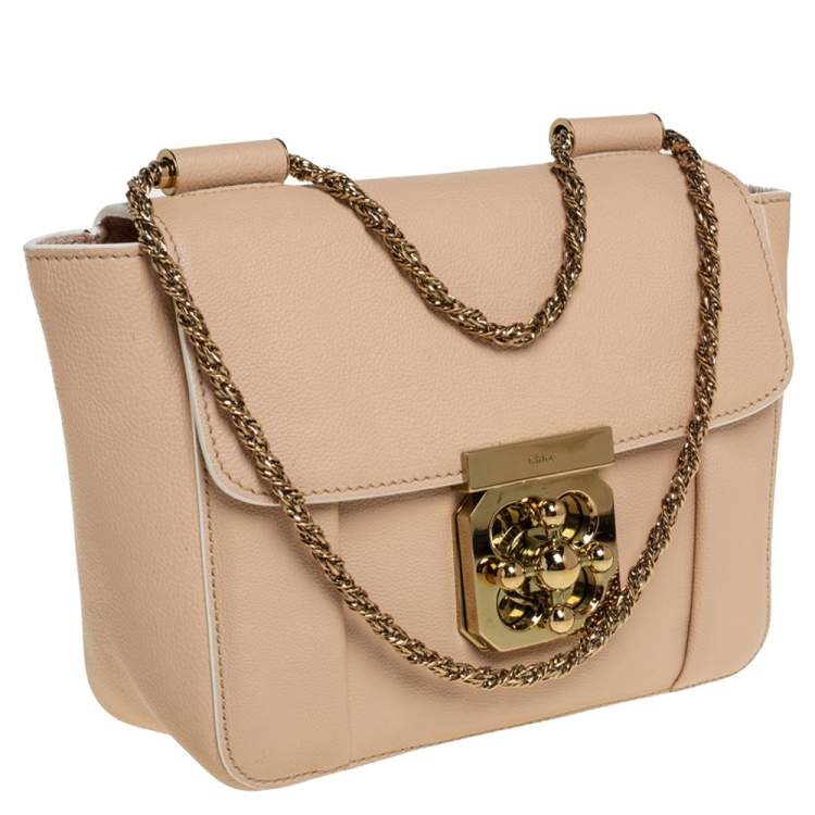 Pre Owned Chloe Beige Leather Small Elsie Shoulder Bag