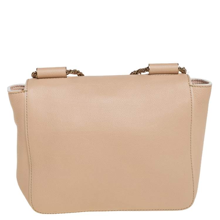 Pre Owned Chloe Beige Leather Small Elsie Shoulder Bag